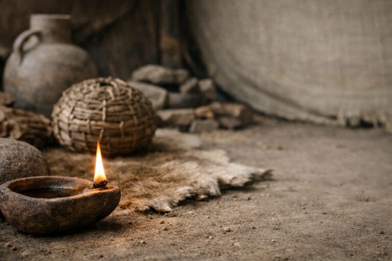 Genesis 1 Chapter Commentary Featured Image - fire burning near created materials