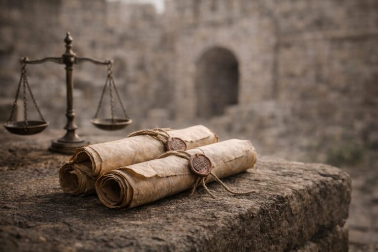 Genesis 10 Commentary - Featured Image - Ancient scrolls and balance scales