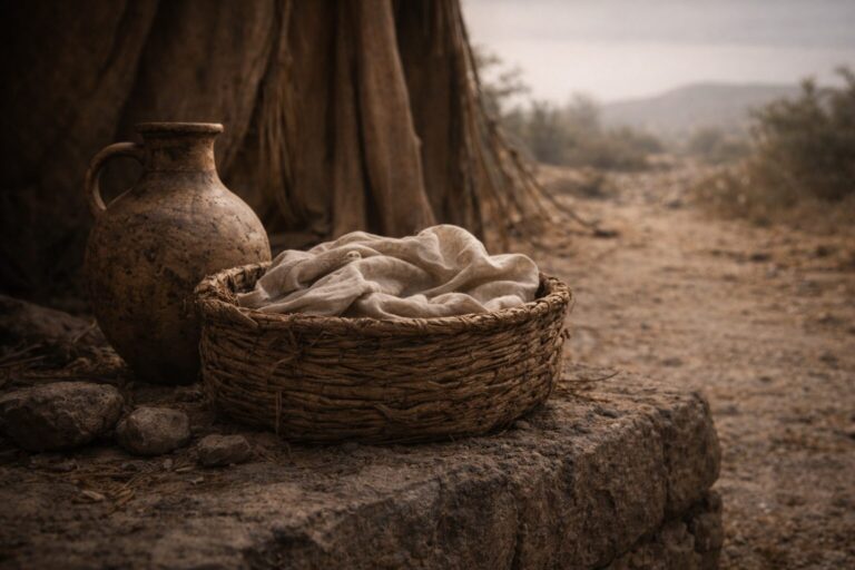 Genesis 16 Commentary - Featured Image - Earthenware jug and woven basket