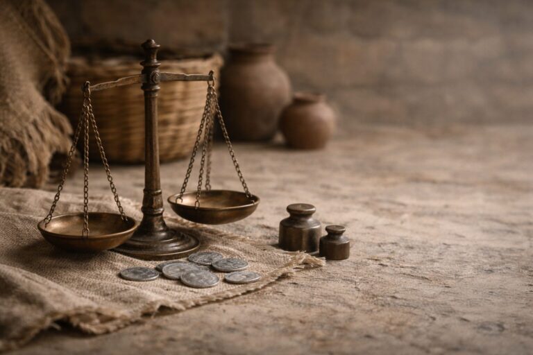 Genesis 20 Commentary - Featured Image - Ancient scales and bronze weights