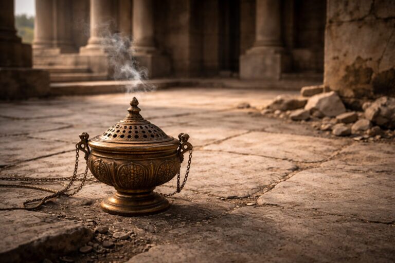 2 Chronicles Overview Commentary - Featured Image - Antique censer in temple court