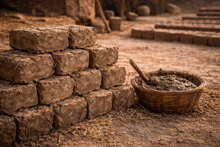 Exodus 1 Commentary - Featured Image - Stack of sun-dried mud bricks