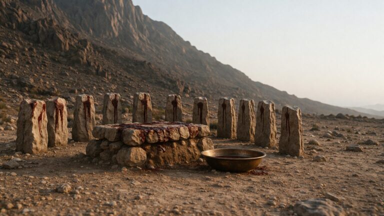 Exodus 24 Commentary - Featured Image - Ancient ritual site in desert landscape