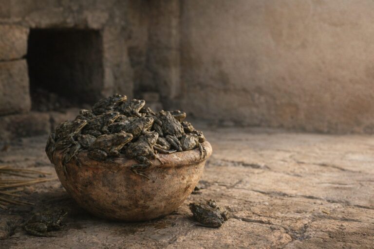 Exodus 8 Commentary - Featured Image - Frogs on a clay kneading bowl
