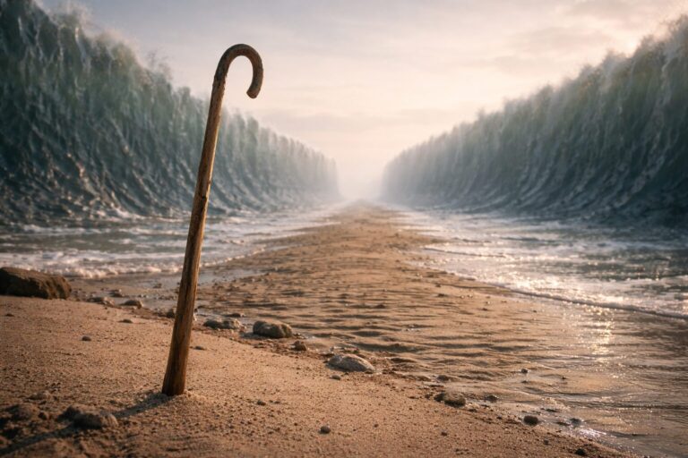 Exodus Overview Commentary - Featured Image - Shepherd's staff at sea's edge