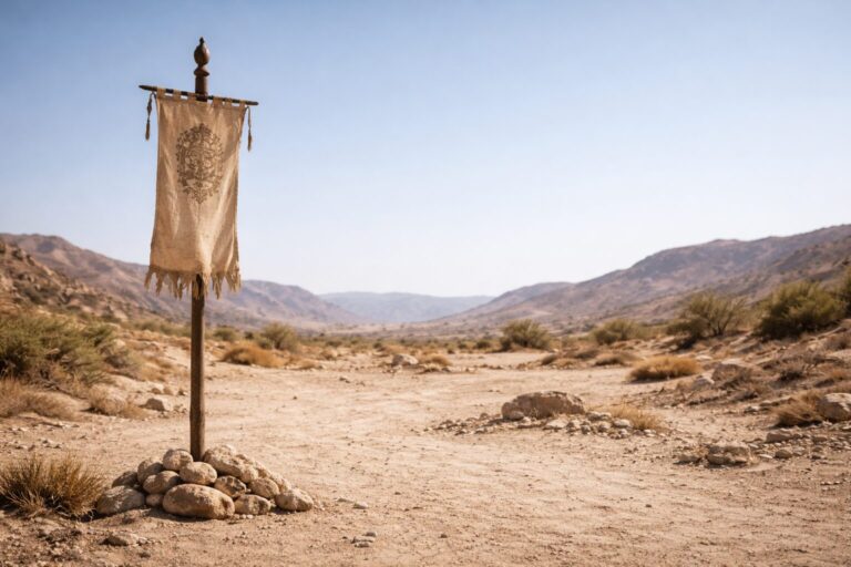 Numbers Overview Commentary - Featured Image - Tribal banner in arid wilderness