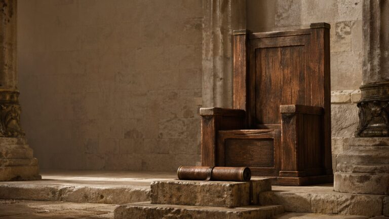 Deuteronomy 17 Commentary - Featured Image - Empty throne in a stone chamber