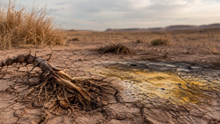 Deuteronomy 29 Commentary - Featured Image - Desolate desert landscape with thorny branch