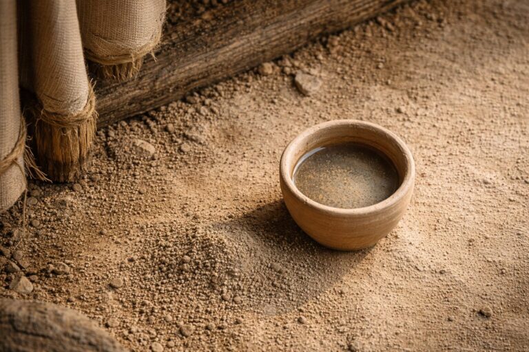 Numbers 5 Commentary - Featured Image - Rustic cup by the tent entrance