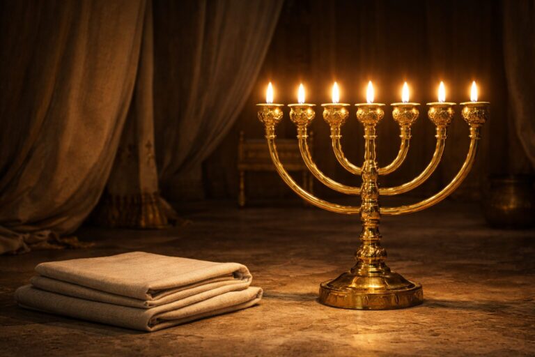 Numbers 8 Commentary - Featured Image - Golden menorah and linen garments