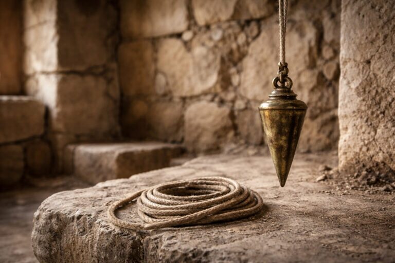 Titus Overview Commentary - Featured Image - Ancient bronze plumb bob in dim room