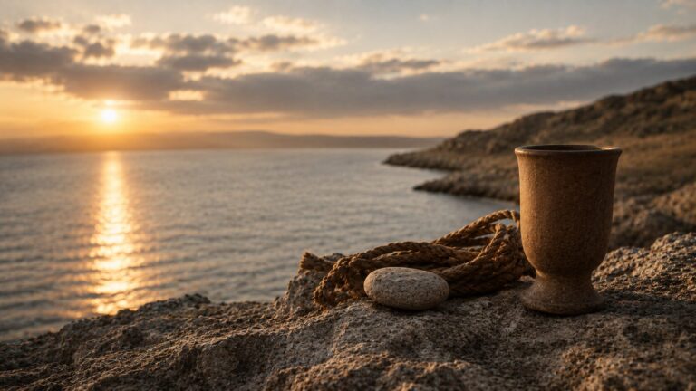 1 John 5 Commentary - Featured Image - Golden hour by the shoreline