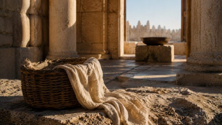 1 Samuel 1 Commentary - Featured Image - Sunlit textures in ancient stone courtyard