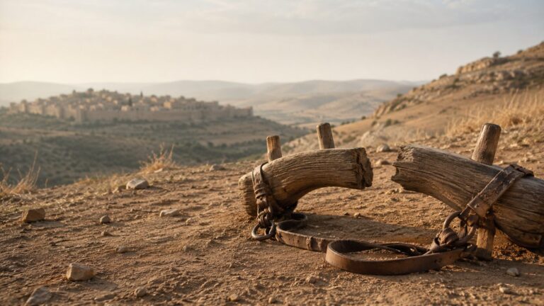 1 Samuel 11 Commentary - Featured Image - Forgotten yoke in a dusty landscape