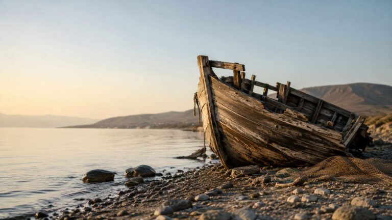 1 Timothy 1 Commentary - Featured Image - Wrecked boat on a silent shore