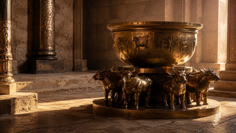2 Chronicles 4 Commentary - Featured Image - Ancient temple hall with golden light