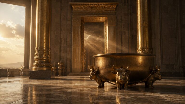 2 Chronicles 5 Commentary - Featured Image - Golden ceremonial hall with ornate columns