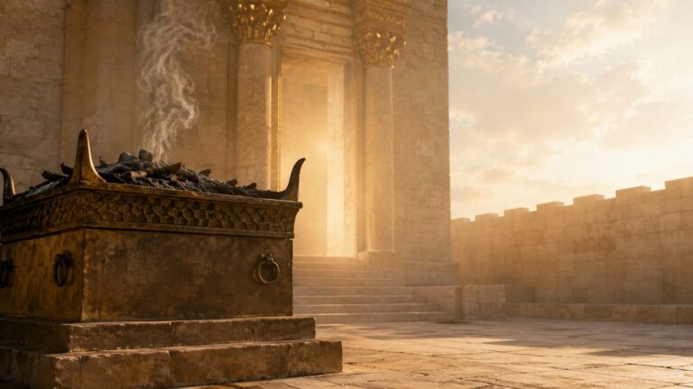 2 Chronicles 7 Commentary - Featured Image - Ancient temple courtyard at golden hour