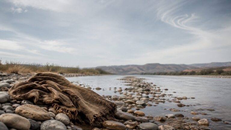 2 Kings 2 Commentary - Featured Image - Serene riverside with cloth and pebbles