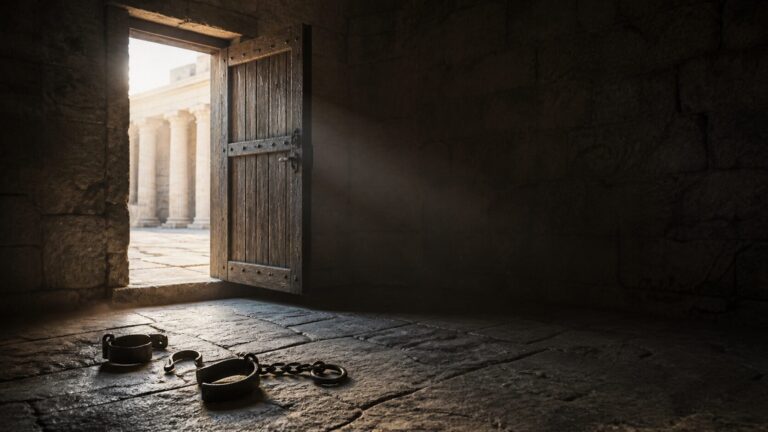 Acts 5 Commentary - Featured Image - Sunshine through a weathered doorway