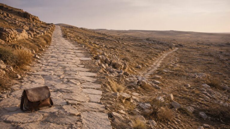 Galatians 1 Commentary - Featured Image - Desert path and worn satchel
