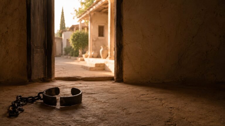 Galatians 4 Commentary - Featured Image - Broken shackle at the doorway