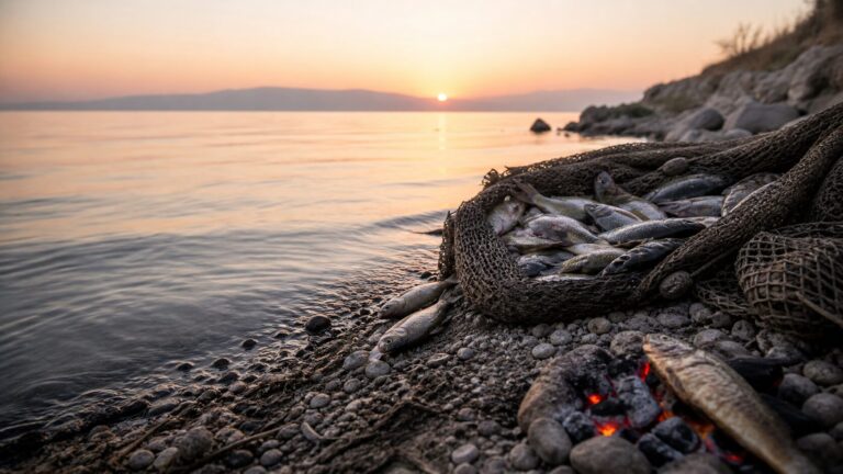 John 21 Commentary - Featured Image - Sunset fishing by the shore