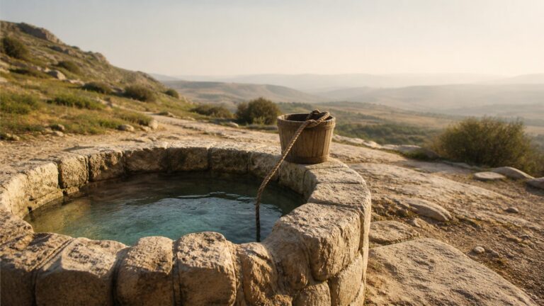 John 4 Commentary - Featured Image - Quiet well in a rugged landscape