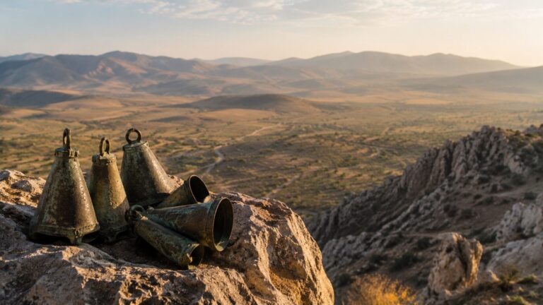 Joshua 12 Commentary - Featured Image - Bronze bells on a rocky ledge