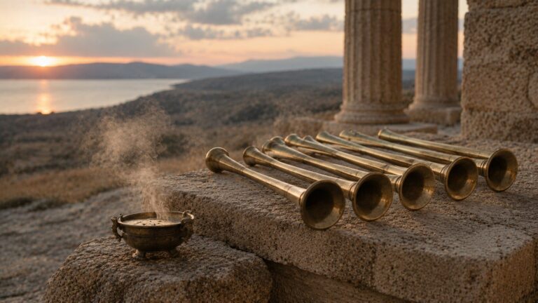 Revelation 8 Commentary - Featured Image - Ancient altar with ceremonial horns