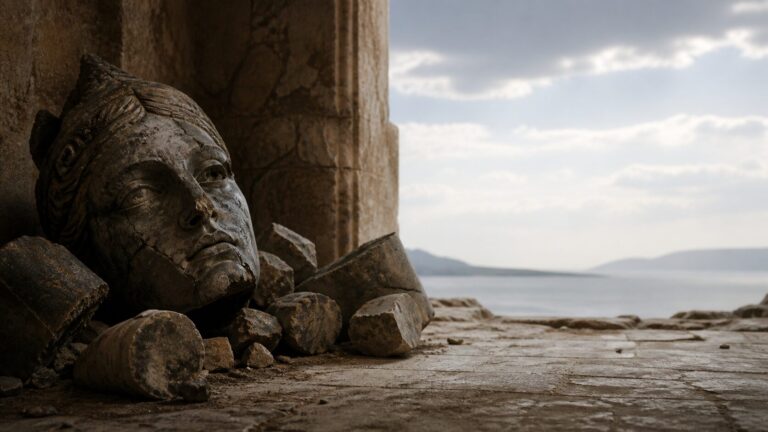 Romans 1 Commentary - Featured Image - Ruins by the serene sea