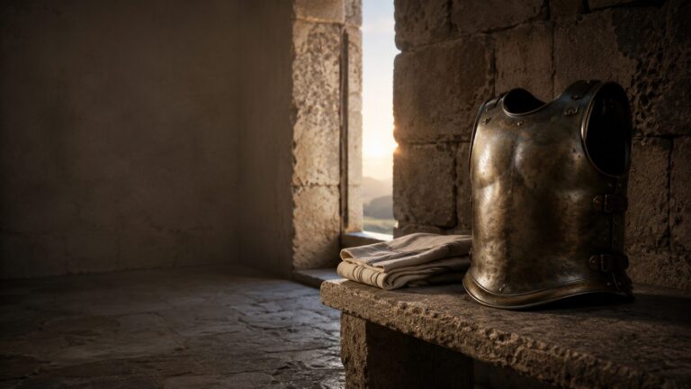 Romans 13 Commentary - Featured Image - Armor and light in a stone chamber
