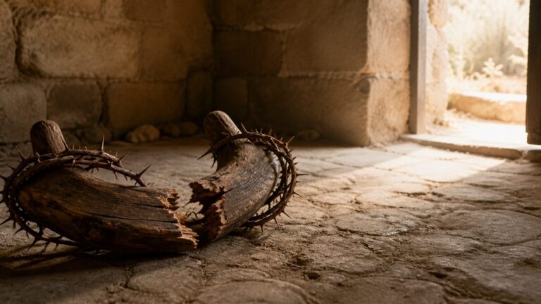 Romans 7 Commentary - Featured Image - Broken yoke and thorned wood in sunlight
