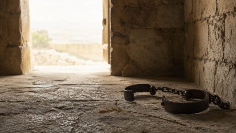 Isaiah 42 Commentary - Featured Image - Shackles and sunlight in abandoned cell