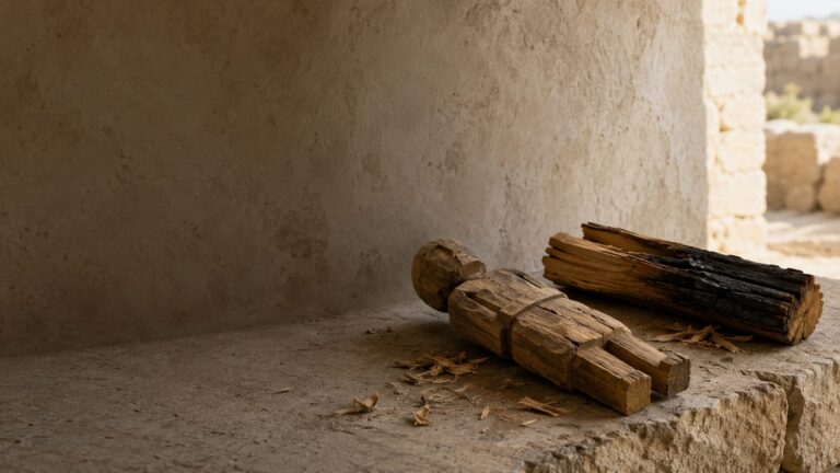 Isaiah 44 Commentary - Featured Image - Rustic wooden figure and split log