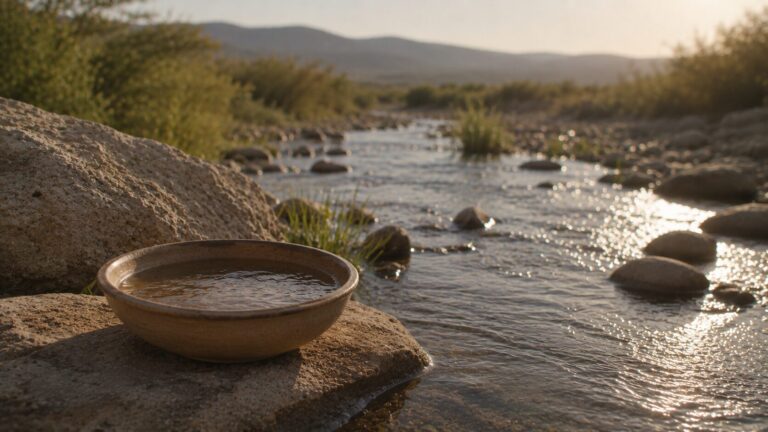 Isaiah 55 Commentary - Featured Image - Peaceful streamside reflections at sunset