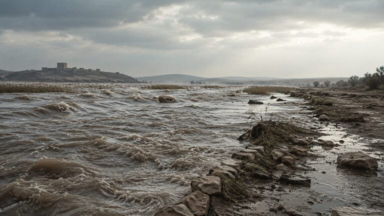 Isaiah 8 Commentary - Featured Image - Stormy river with distant fortress