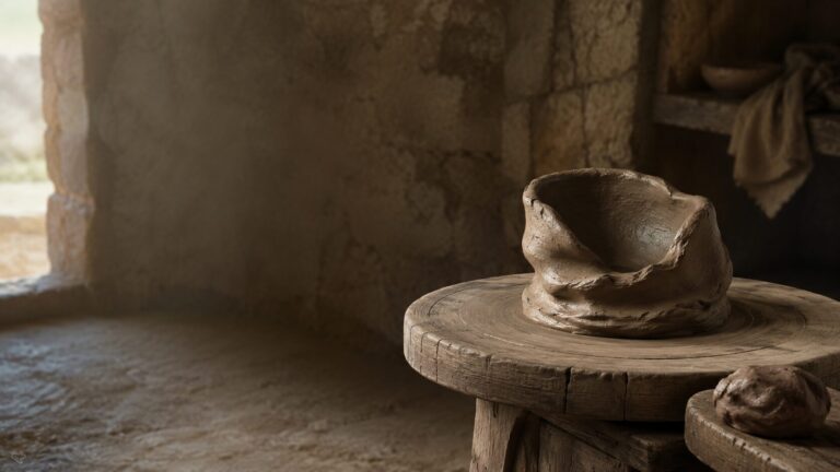 Jeremiah 18 Commentary - Featured Image - Rustic pottery studio in soft light