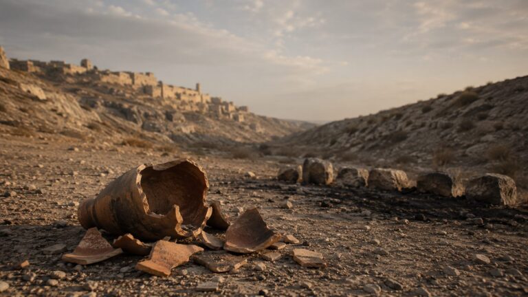 Jeremiah 19 Commentary - Featured Image - Deserted valley with broken pottery