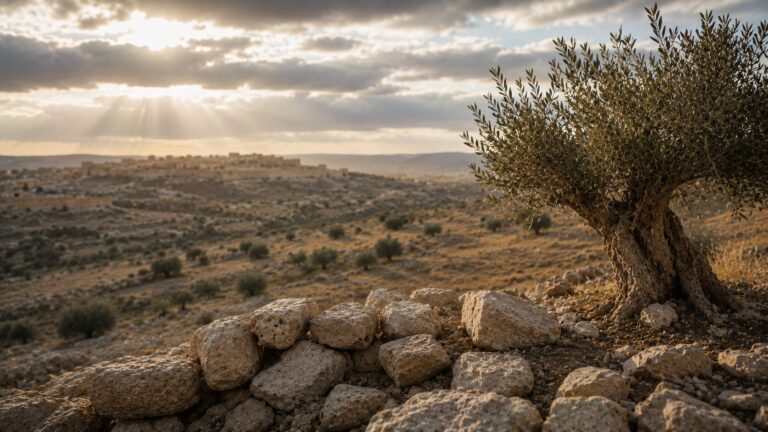 Jeremiah 33 Commentary - Featured Image - Olive tree in a golden valley