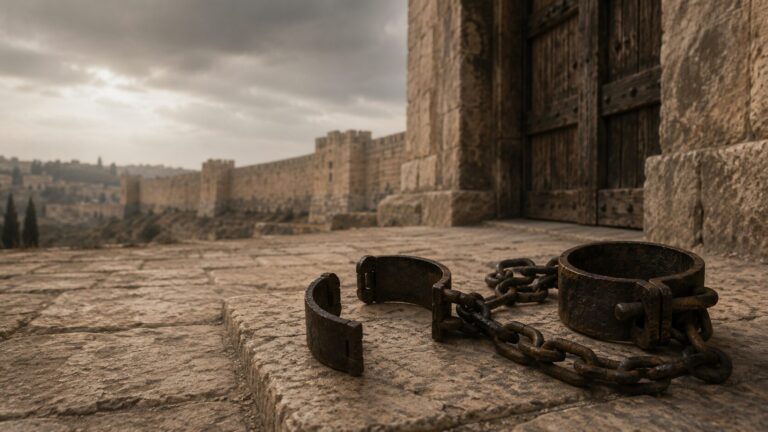 Jeremiah 34 Commentary - Featured Image - Rusted shackles and ancient stone walls