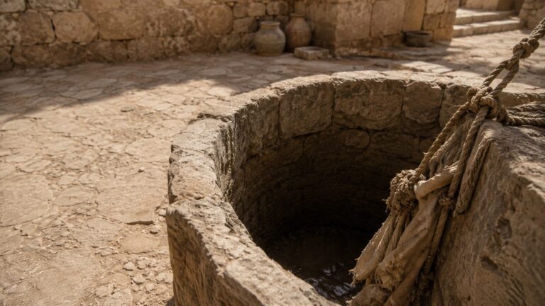 Jeremiah 38 Commentary - Featured Image - Historic stone well and rope detail
