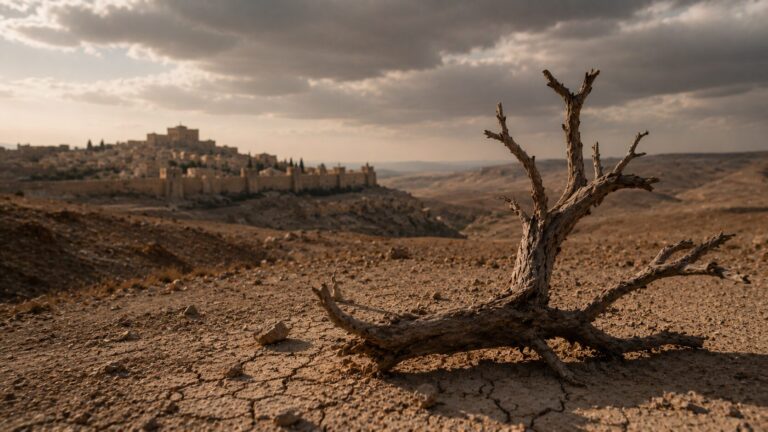 Jeremiah 4 Commentary - Featured Image - Desolate desert with ancient fortress view