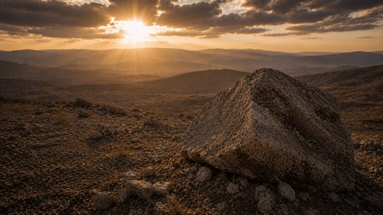 Job 27 Commentary - Featured Image - Golden hour over rocky wilderness