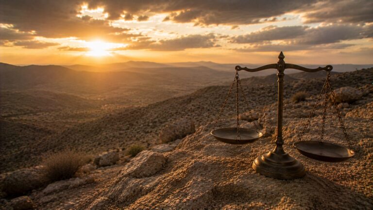 Job 34 Commentary - Featured Image - Golden hour scales on rocky terrain