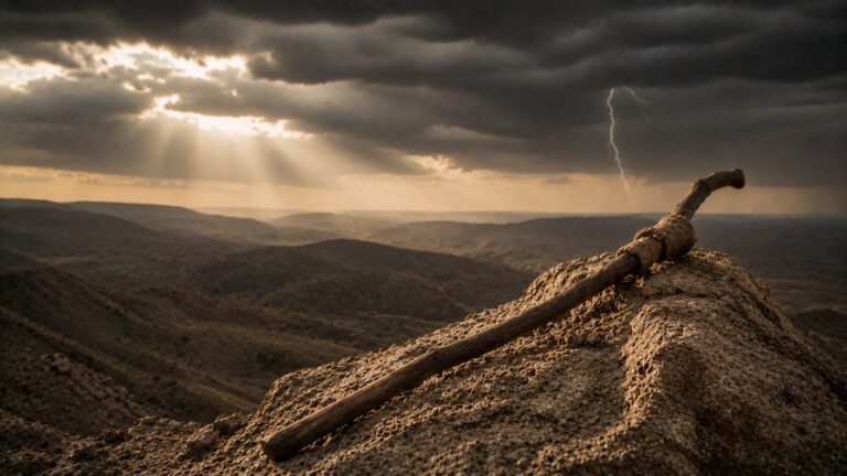 Job 35 Commentary - Featured Image - Stormy solitude on rocky terrain