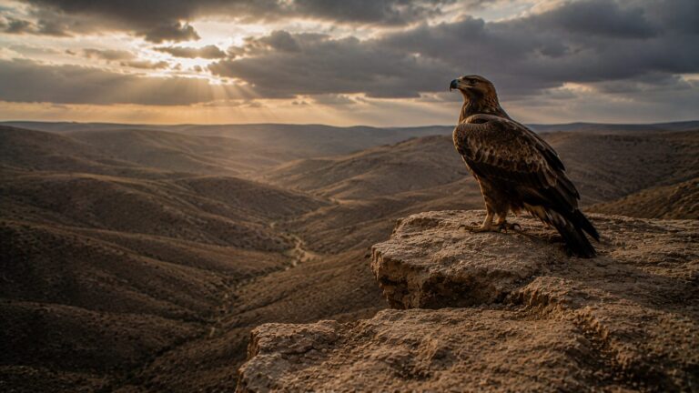 Job 39 Commentary - Featured Image - Eagle perched in desert serenity