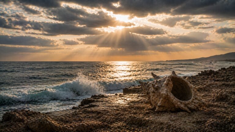 Job 40 Commentary - Featured Image - Golden light over rocky shoreline