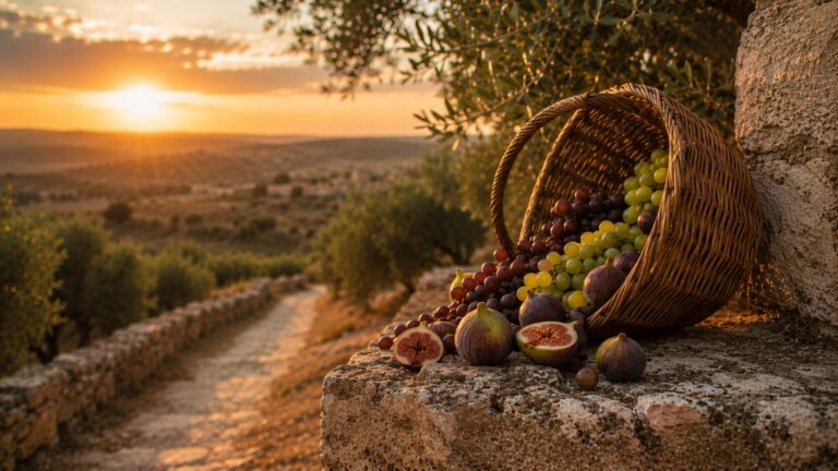 Proverbs 15 Commentary - Featured Image - Golden hour fruit in a rural setting