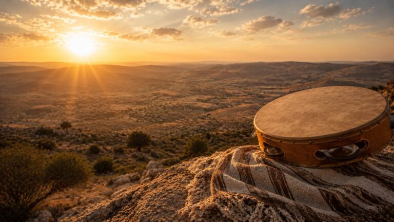 Psalm 100 Commentary - Featured Image - Golden hour on a rocky hillside